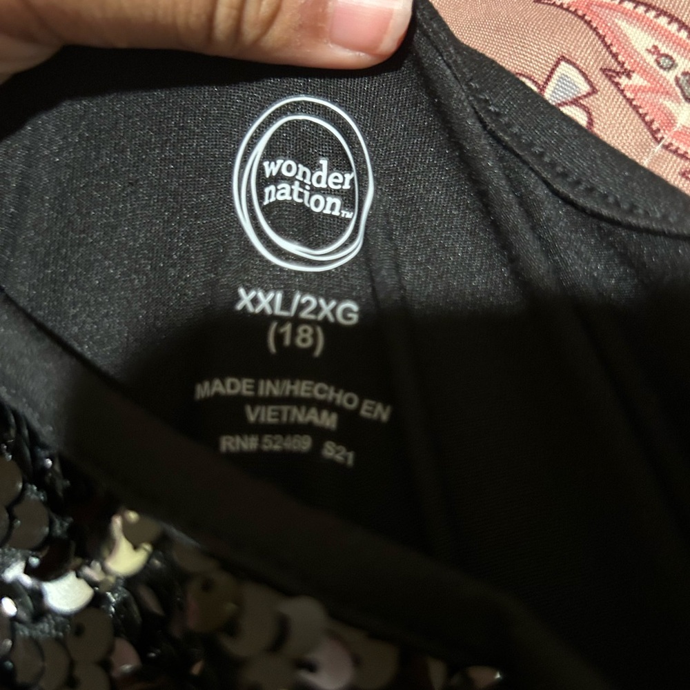 Wonder Nation Black Sequin Top XXL